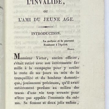Literature, 1826, French | L'Invalide, ou L'ami du jeune âge (...) Amsterdam, Chez G. Portielje, 1826, 244(2) pp.