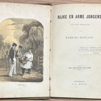 School book, [1856], Translation | Rijke en Arme Jongens. Uit het Engelsch van Barbara Hofland. Met gekleurde plaatjes. Rotterdam, P. C. Hoog, [1856], 128 pp.