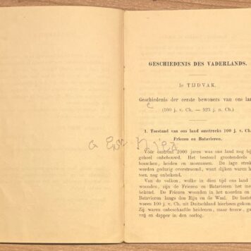 School book, 1889, Dutch History | Schets van de Geschiedenis des Vaderlands. Een leerboekje voor de volksschool, door H. J. Kruyder. (...) derde druk. Te Zwolle, bij De Ervan J.J. Tijl, 1889, 45 pp.