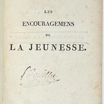School book, 1817, French | Les Encouragemens de la Jeunesse, par J. N. Bouilly (...) Paris, A la Librairie d'Education d'Alexis Eymery, 1817, 345 pp.