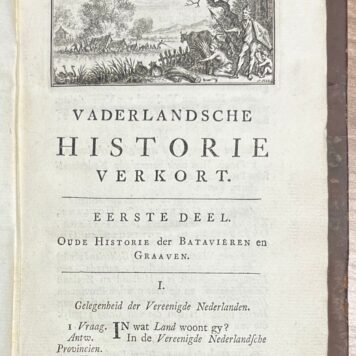 School book, 1759, Dutch History | Vaderlandse Historie verkort; en by vraagen en antwoorden voorgesteld. Amsterdam, Isaak Tirion, 1759, (10)+162+(1) pp.