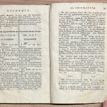 Schoolbook, 1826, Bilingual Edition | Éléments de Géographie, par Demandes et Réponses. Grondbeginselen der Aardrijkskunde, in Vragen en Antwoorden. Te Amsterdam, bij Schalekamp en van de Grampel, 1828, 84 pp.