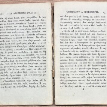 Schoolbook, [1822], Children's literature | De Deugdzame Zoon of Godsdienst en Ouderliefde. Uit het Hoogduitsch. Met platen. Te Rotterdam, bij Mensing en Van Westreenen, [1822], 151 pp.