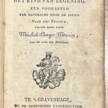 Rare School Book, 1825, Children's Literature | Theodolus, of het Kind van Zegening. Een voorbeeld ter Navolging voor de Jeugd. Naar het Fransch, van den Eerw. Pater Michel-Ange Marin, van de orde der Minimen. Te 's Gravenhage, bij de gebroeders Langenhuysen, 1825, 167 pp.