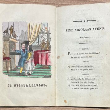 School Book, 1828, Hand-colored illustrations | Leerzame Dichtstukjes, voor kinderen. door Johannes Hazeu C'Zoon. Te Amsterdam, bij M. H. Helmig, 1828, 94 pp. (incomplete)