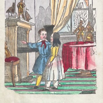 School Book, 1828, Hand-colored illustrations | Leerzame Dichtstukjes, voor kinderen. door Johannes Hazeu C'Zoon. Te Amsterdam, bij M. H. Helmig, 1828, 94 pp. (incomplete)