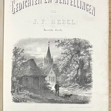 Schoolbook, [1865], Children's literature | Gedichten en Vertellingen, naar het allemannisch, van J.P. Hebel. Tweede druk. Schoonhoven, S. en W.N. van Nooten, 148 pp.