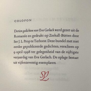 Poetry 1973 | Dertien Gedichten voor Eva Gerlach limited edition