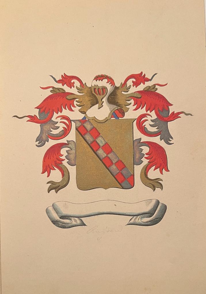 [Van Ruyven family crest]. - Wapenkaart/Coat of Arms: Coloured coat of arms (Klaas) van Ruijven (Ruyven), 1 p.
