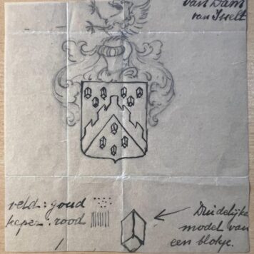 Wapenkaart/Coat of Arms: Original preparatory drawing of Van Dam van Isselt Coat of Arms/Family Crest.
