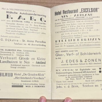 Tourism, 1933, Ameland | Noordzeebad Ameland (Nes), V.V.V. Nes, [s.l.], 1933, 28pp + foldable map