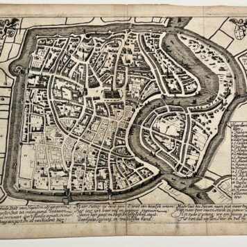 Antique etching Map of Haarlem 1628. Akersloot