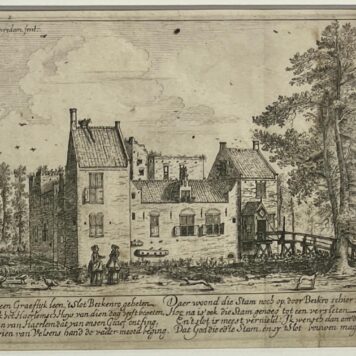 Antique etching The Berkenrode Castle by Saenredam