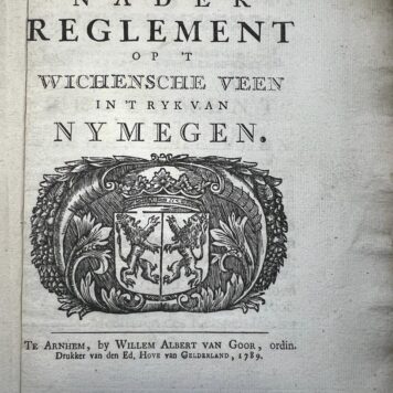 Nader reglement op 't Wichensche veen in 't ryk van Nymegen