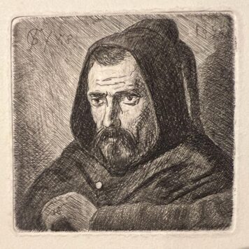 Antique etchings Bust of a monk in different states. Van der Griendt