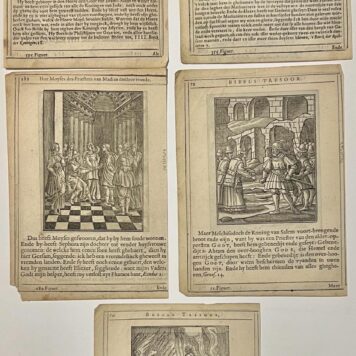 Antique book illustrations Four biblical scenes. Van Sichem