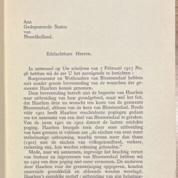 Set of 4, 1918-1922, Haarlem | Gevoelen van den raad van Bloemendaal omtrent het wetsontwerp tot wijziging der gemeentegrenzen, [s.n.], [s.l.], 1922, 3 vols.