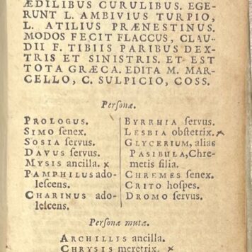 Theatre, [1670], Antiquity | Pub. Terentii Comoediae sex Ex recensione Heinsiana, Amstelaedami, Apud Henr. Wetstenium, [1670], 240 pp.