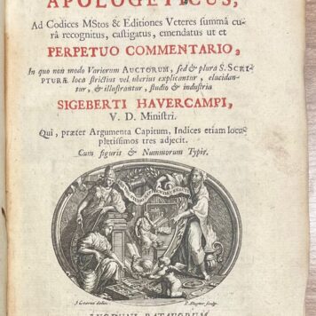 Religion, 1718, Latin | Q. Septimii Florentis Tertulliani, Carthaginiensis Presbyteri, Apologeticus, Ad Codices MStos & Editiones Veteres summa curâ recognitus, castigatus, emendatus ut et Perpetuo Commentario (...), Lugduni Batavorum, apud I. Severinum, 1718, 43+(51)pp.