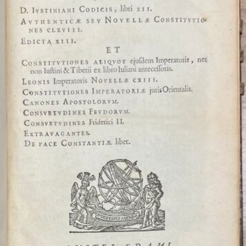 Law, 1700, Legal system | Corporis Iuris Civilis, tomus secundus, (...) Amstelaedami, Ex Typographia P. & I Blaeu, Prostant apud Waesbergios, Boom, à Someren, & Goethals, 1700, 820 pp.