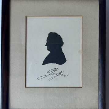 Lithographed silhouette portrait of an older man by Dirk Harting