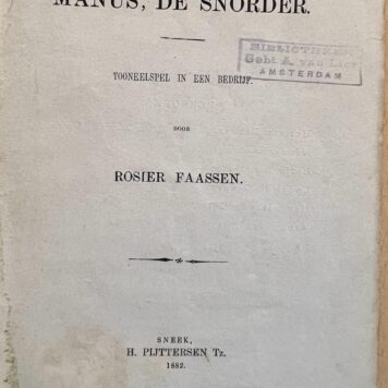 Rare theatre play 1882 | Manus, de snorder toneelspel in één bedrijf,