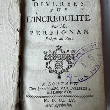 Questions diverses sur L'Incrédulité par Mr. Perpignan 1755