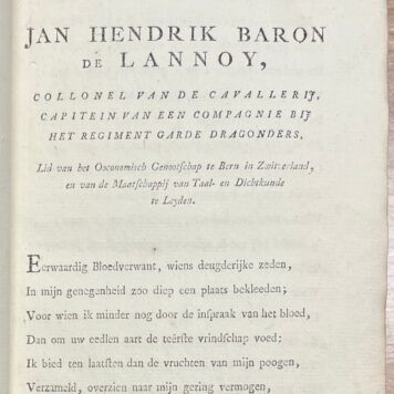 Women, 1780, Poetry | Dichtkundige Werken van Juliana Cornelia Baronesse de Lannoy. Leyden, bij Abraham en Jan Honkoop, 1780, 248 [7] pp. Bound with portrait of J.C. de Lannoy.