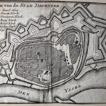 Plattegrond stad Deventer De Leth 1740 Antiek