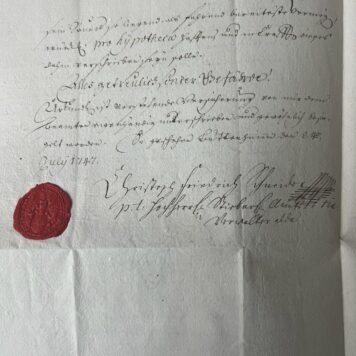 | Original manuscript deed for mortgage of 30 Frankische Guilder