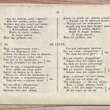 Music, 1835, Song book | Verzameling van Gezelschaps-Liederen. Bijeenvergaderd ten dienste van den Beschaafden Stand. Zevende verbeterde Druk. Dordrecht, H. Lagerweij, 1852, 112 pp.