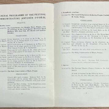 Music, 1929, Dvořák | The commemoration of the 25th anniversary of the death of Antonín Dvořák, [Palásek & Fr. Kraus], [Prague], [1929?], 16 pp.