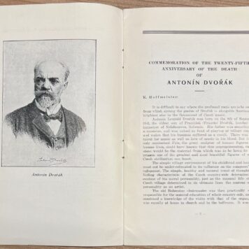 Music, 1929, Dvořák | The commemoration of the 25th anniversary of the death of Antonín Dvořák, [Palásek & Fr. Kraus], [Prague], [1929?], 16 pp.