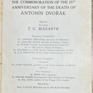 Music, 1929, Dvořák | The commemoration of the 25th anniversary of the death of Antonín Dvořák, [Palásek & Fr. Kraus], [Prague], [1929?], 16 pp.