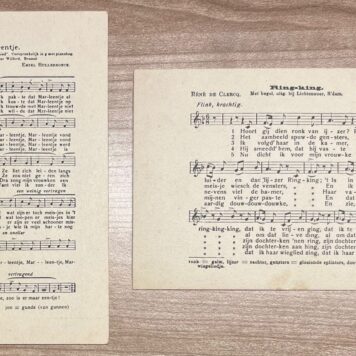 Set of 3, 1926-27, Folksong | Volkszangdag 1926 / 1927, Nederlandschen Volkszangbond gevestigd te Utrecht, [s.l.], 1926-1927, two booklets. Sold with 6 postcards of folksongs.