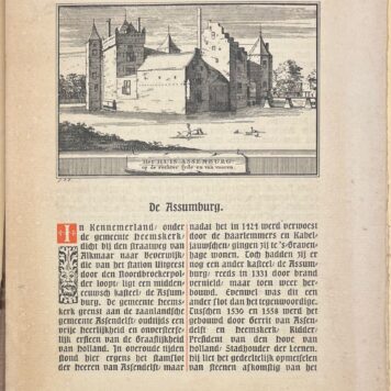 Set of 7, [1895-1960], Heemskerk | Het Kasteel Assumburg, door J. Craandijk. Overgedrukt uit Het Huis Oud en Nieuw, Aflevering 8, 1908. [s.n., [s.l.], 1908, 24 pp.