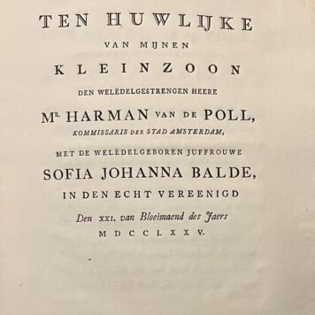 Bruiloftzangen Harman van de Poll en Sofia Johanna Balde 1775