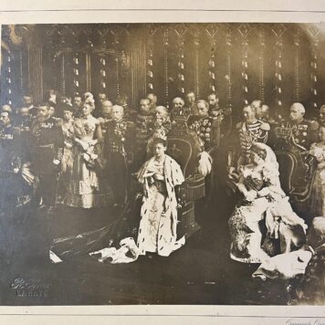 Vintage silver print of coronation (inhuldiging) Wilhelmina van Oranje 1898
