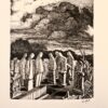 Modern engraving of graveyard (Begraafplaats), made by Lou Strik