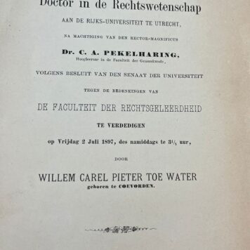 Dissertation legal Toe Water 1897 | Stellingen