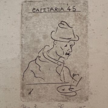 Etching 'Cafetaris '45' by the Dutch artist Piet Kraus (1909-1974)