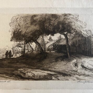 Print of Anna Gildemeester after Rembrandt: Farmhouse in landscape