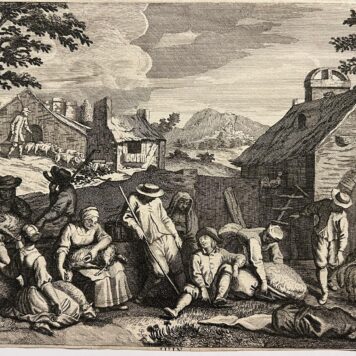 Print for the month June (from the series of 12 months) with sheep-shearing