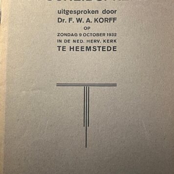 Afscheidspreek uitgesproken door Dr. F.W.A. Korff 1932