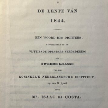 Aan Nederland in de lente van 1844 Mr Isaac da Costa