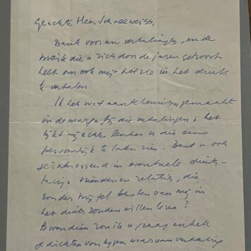 Manuscript Simon Vinkenoog to translator Heinz Schneeweiss 1974