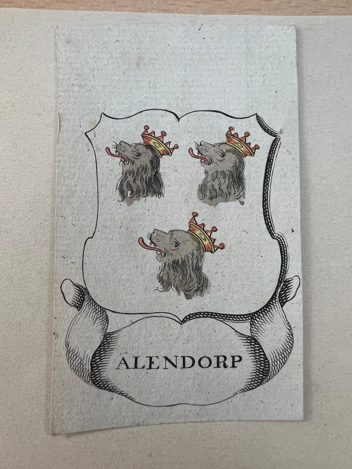 [Alendorp family] - Wapenkaart/Coat of Arms: Coloured Alendorp family coat of arms, 1 p.