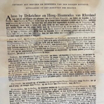 Publicatie 1796 beryden en beweiden van de Hoogen Rhyndyk (Hoge Rijndijk Leiden)