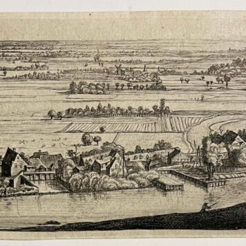 Antique print etching Village on a river Ruyscher Waterloo