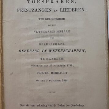 Herdenking 1823 van genootschap Oefening in Wetenschappen te Haarlem